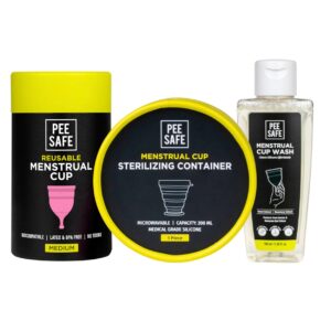 Pee Safe Menstrual Cup Combo with Sterilizer & Cup Wash