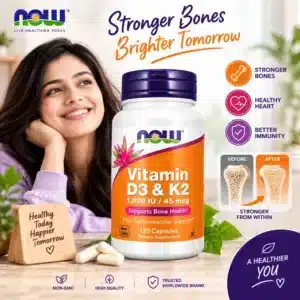 NOW Foods Vitamin D-3 & K-2 120 Veg Capsules price in Bangladesh