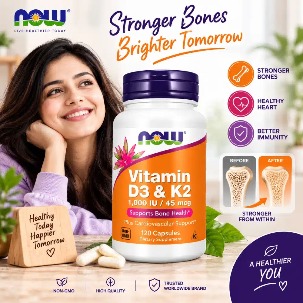 NOW Foods Vitamin D-3 & K-2 120 Veg Capsules price in Bangladesh