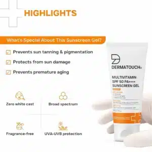 DERMATOUCH Multivitamin SPF 50 PA++++ sunscreen gel in a 50 g pack