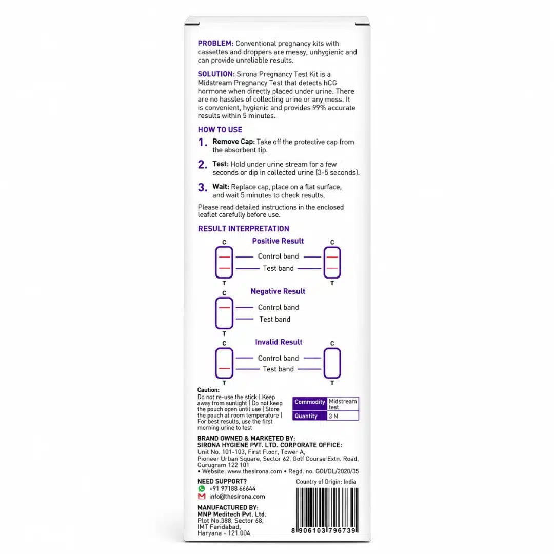 Sirona Pregnancy Test Kit (Pack of 3) - Image 2